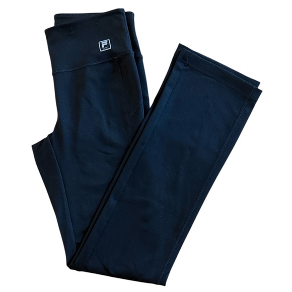 Fila Pants - WOMENS FILA FLARED LEG PULL ON ATHLETIC FIT PANTS BLACK HIGH WAISTED SIZE SMALL